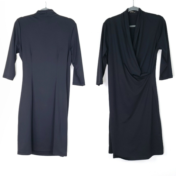 J. Mclaughlin Black v neck drape front dress